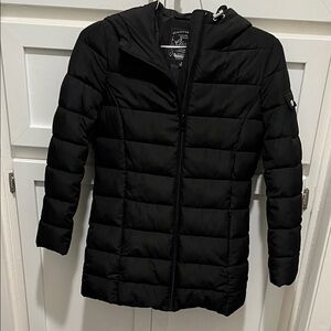 Black Quilted Hooded Jacket